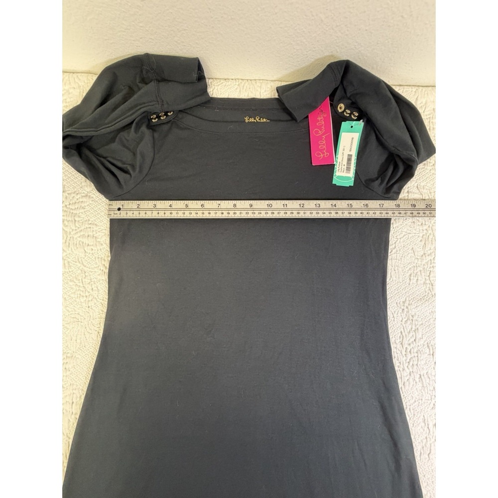 LILLY PULITZER-Sophie Dress-UPF 50-Black-Gold Buttons-Designer Chic Medium Shift - Picture 3 of 7